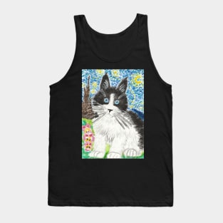 Maine coon cat  watercolor Starry Night themed Tank Top